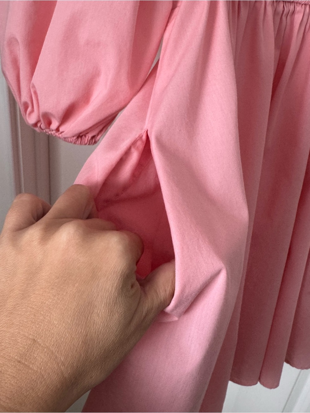 Abercrombie & Fitch Ruched Bodice Puff Sleeve Mini Dress Pink Size S - Picture 7 of 10